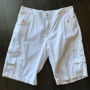 LAUREN by RALPH LAUREN White Cargo Bermuda SHORTS Size 16 Zipper Belt Loops